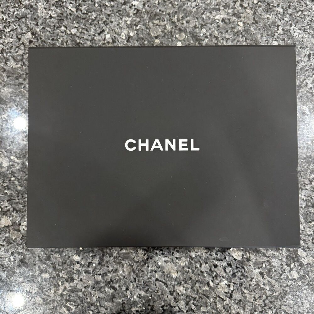 CHANEL Magnetic Black Shopping Tissue + Ribbon Large Empty Box 16” X 12” X 7”